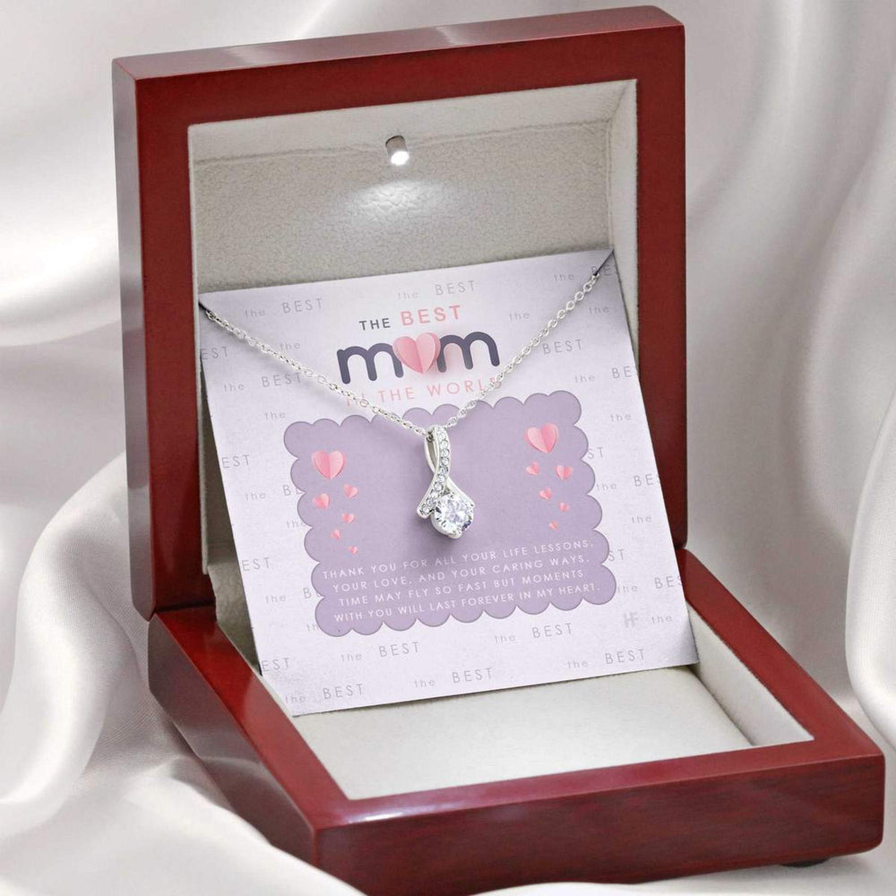 Mom Necklace, Gift For The Best Mom In The World On Mother�s Day With Pink Paper  Alluring Beauty Necklaces