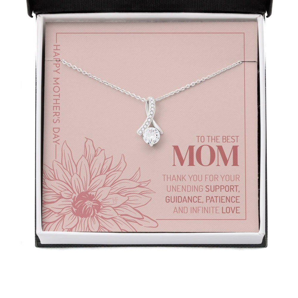Mom Necklace, Gift For The Best Mom On Mother�s Day With Lined Drawing Flower  Forever Love Necklaces