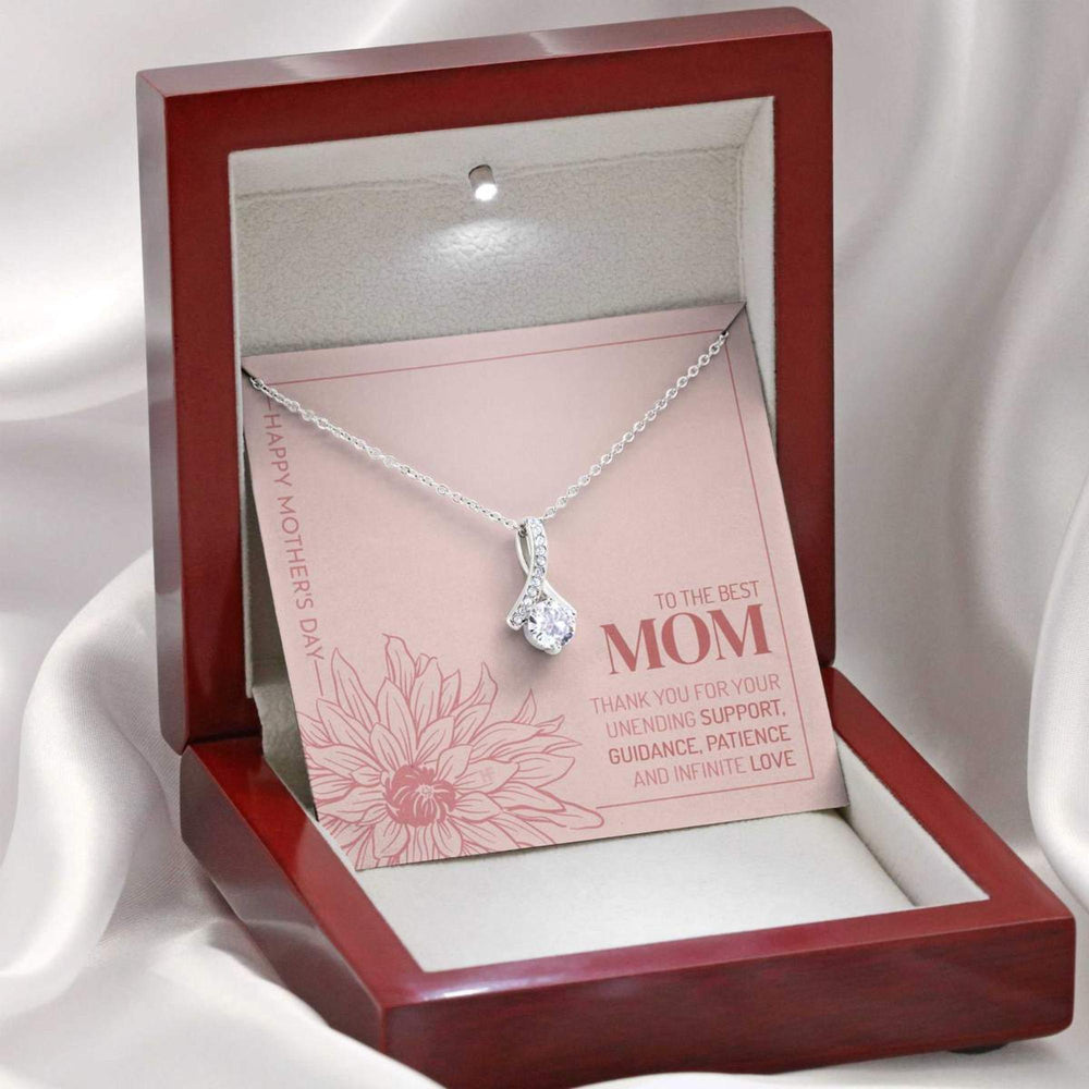 Mom Necklace, Gift For The Best Mom On Mother�s Day With Lined Drawing Flower  Forever Love Necklaces