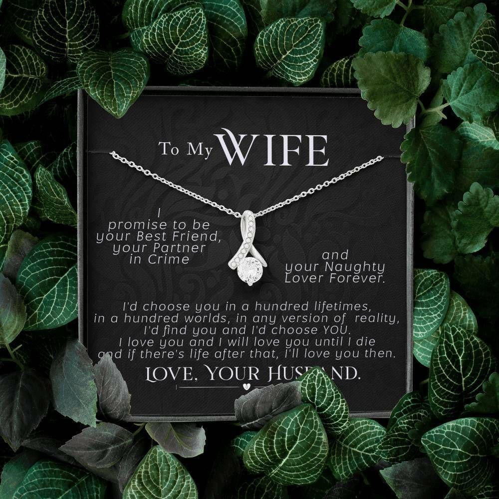 Wife Necklace, To My Wife Necklace Anniversary Gift CZ Gift For Her, I Promise To Be!