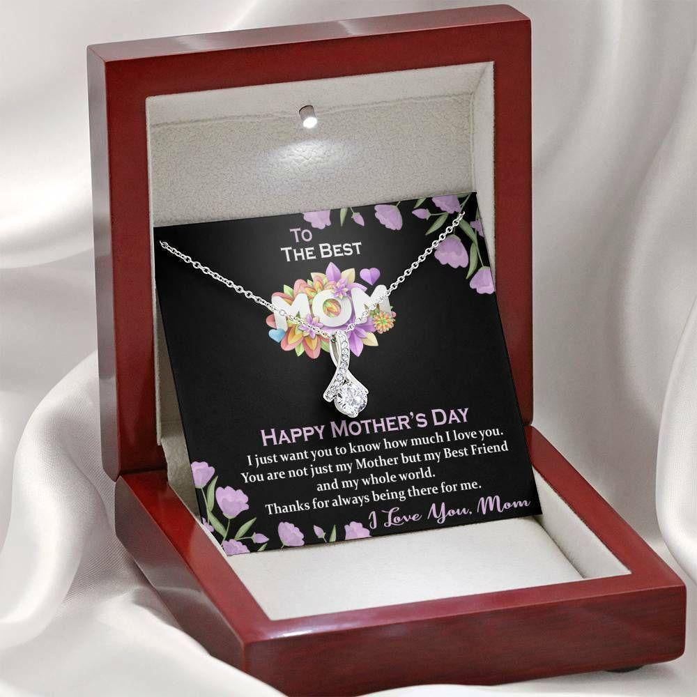 Mom Necklace, The Best Mom Necklace Mothers Day Gift Mom Jewelry CZ Necklace Msg Card