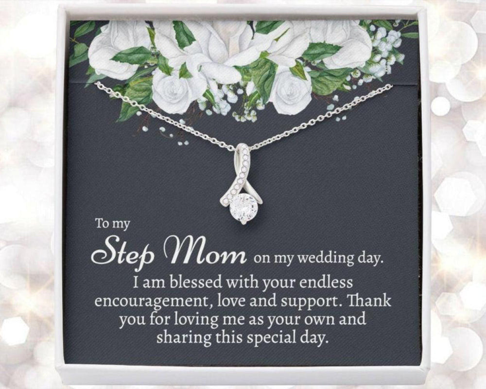 Stepmom Necklace, Stepmom Wedding Gift, Wedding Day Gift To Stepmom From Stepdaughter, Bride To Stepmom Necklace