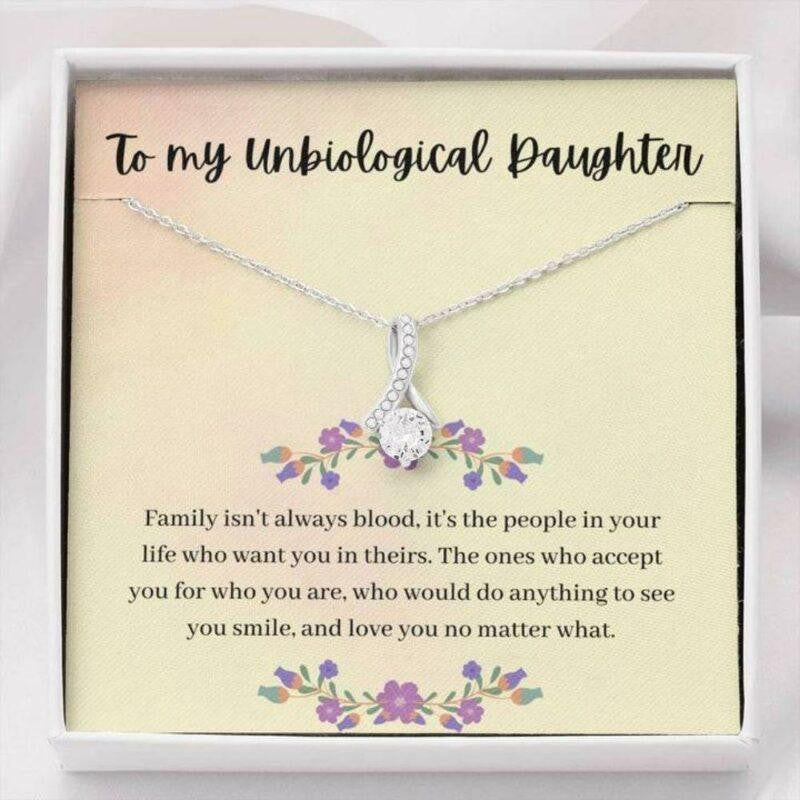Bonus Daughter Necklace, To My Unbiological Daughter �Smile� Necklace Gift From Dad Mom