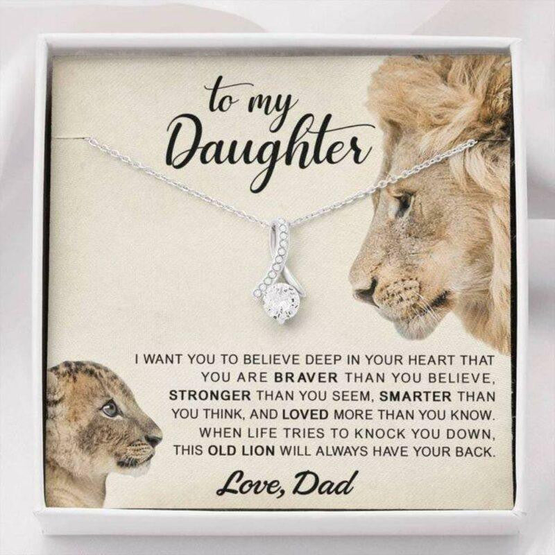 Daughter Necklace, To My Daughter Necklace Gift � This Old Lion Will Always Have Your Back