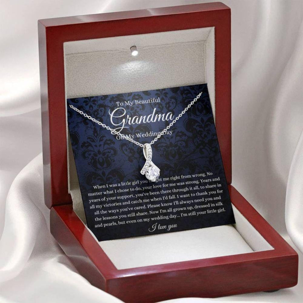 Grandmother Necklace, Grandmother Of The Bride Necklace Gift From Granddaughter, Bride To Grandma Wedding Day Gift