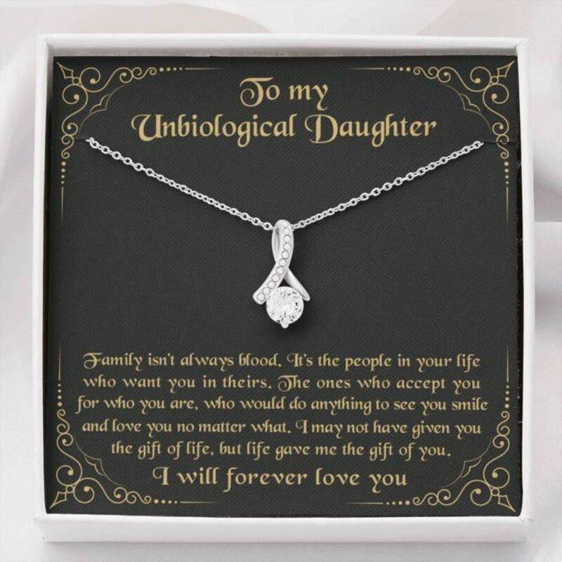 Bonus Daughter Necklace, To My Unbiological Daughter Necklace Gift Bonus Daughter Stepdaughter
