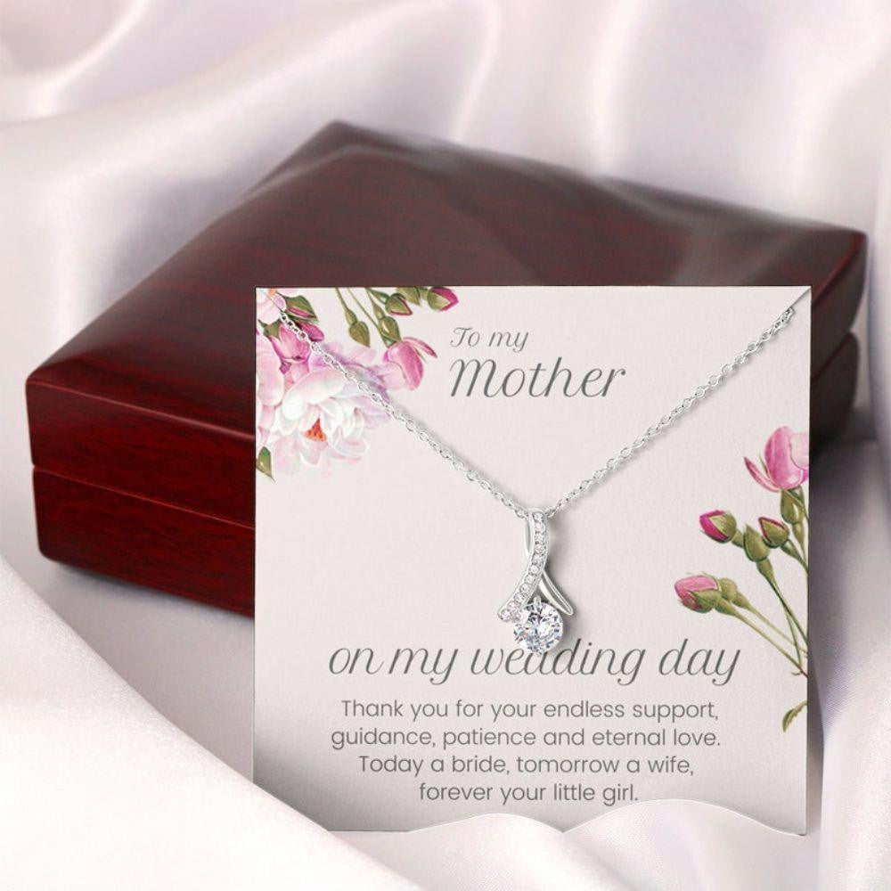 Mom Necklace, Gift For Mom On Wedding Day, Mother Of The Bride Gift From Daughter, Thank You Mom Wedding Necklace From Bride