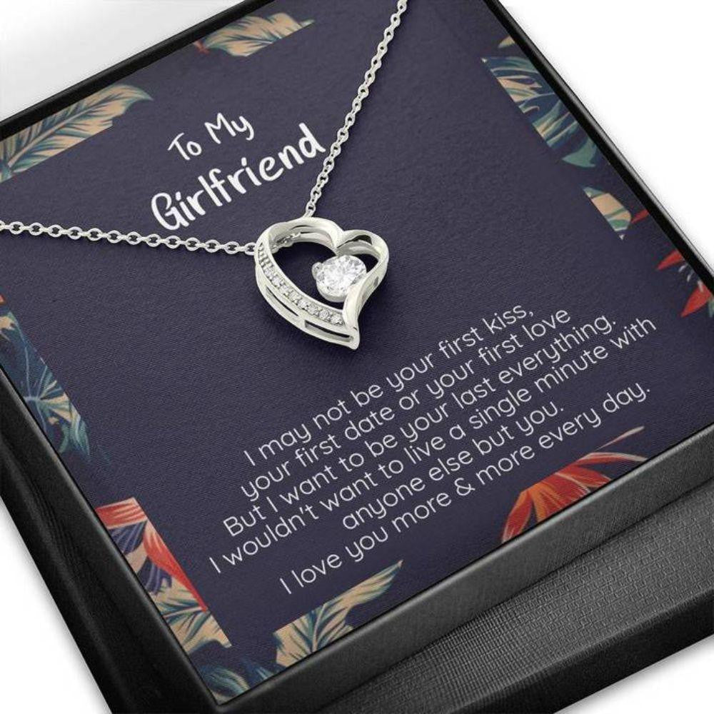 Girlfriend Necklace, To My Girlfriend, I Want To Be Your Everything. CZ Heart Pendant Necklace