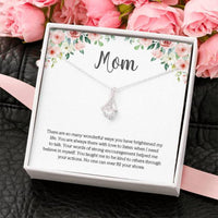 Thumbnail for Mom Necklace, Cubic Zirconia Pendant Necklace For Mom On White