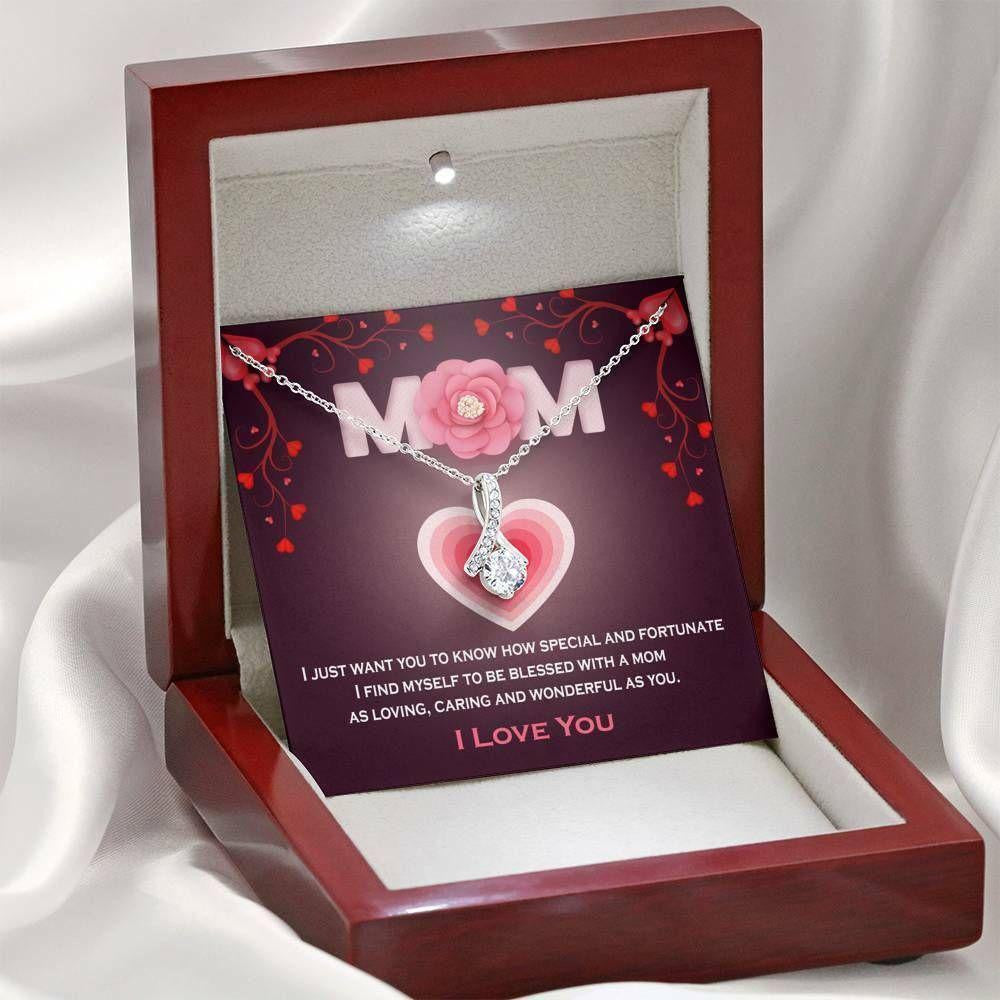 Mom Necklace, MOTHERS DAY Necklace Gift Mom Jewelry CZ Necklace Special MOM Msg Card