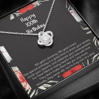 Thumbnail for Grandmother Necklace, 100th Birthday, 100 Amazing Years! CZ Knot Pendant Necklace