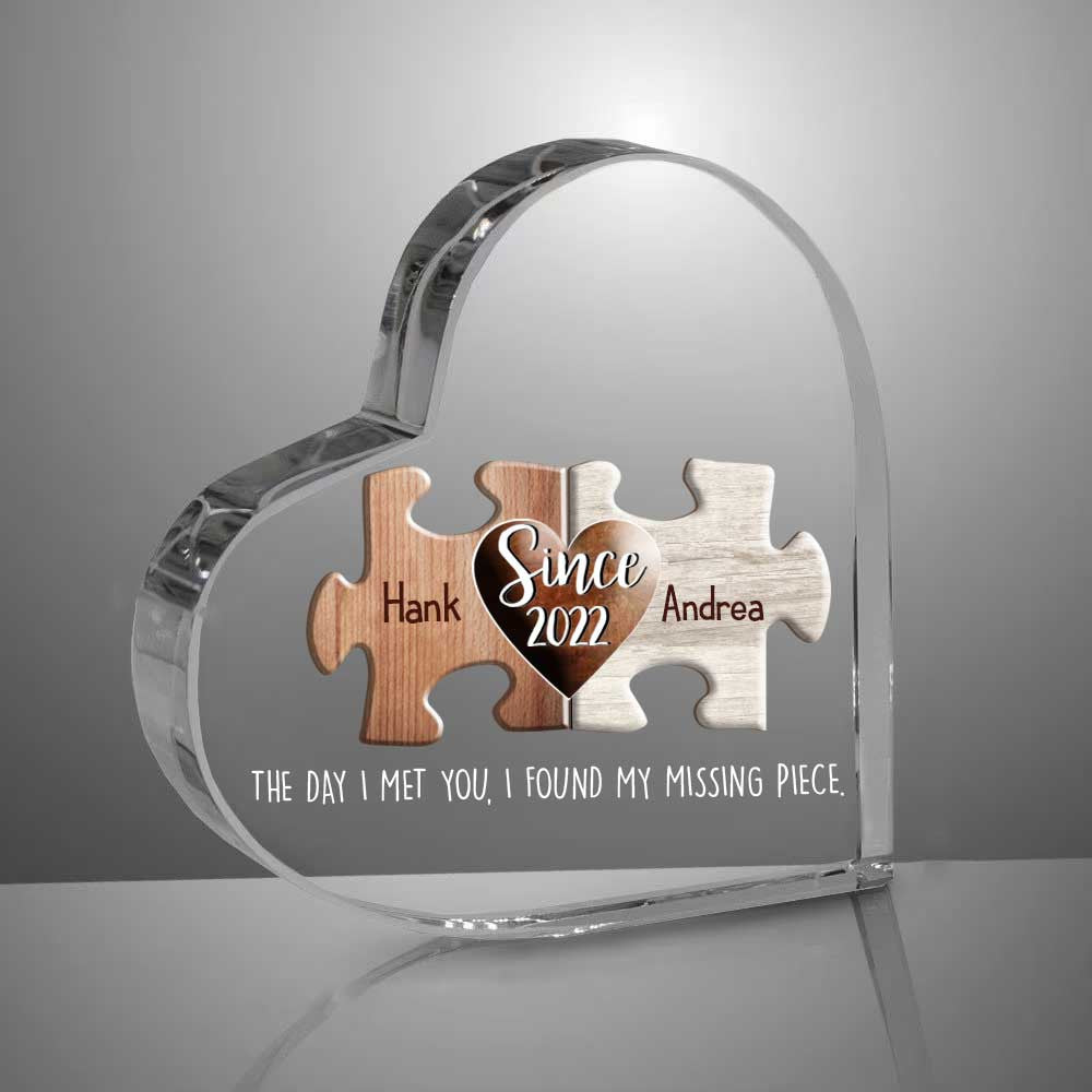 Funny Couple Heart Acrylic Plaque for Husband Wife, Custom Puzzle Couple Keepsake for Bedroom