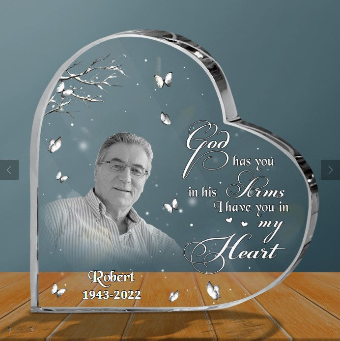 Personalized Memorial Gift, Lost of Father, Lost of Son Heart Shaped Acrylic, As I sit in heaven keepsake