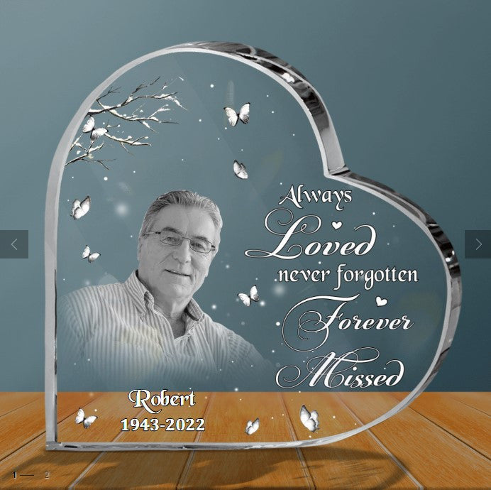 Personalized Memorial Gift, Lost of Father, Lost of Son Heart Shaped Acrylic, As I sit in heaven keepsake