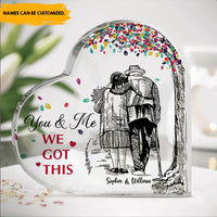 Thumbnail for You & Me We Got This Personalized Heart Acrylic Plaque, Custom Name, Gift For Grandma and Grandpa, Anniversary Gift