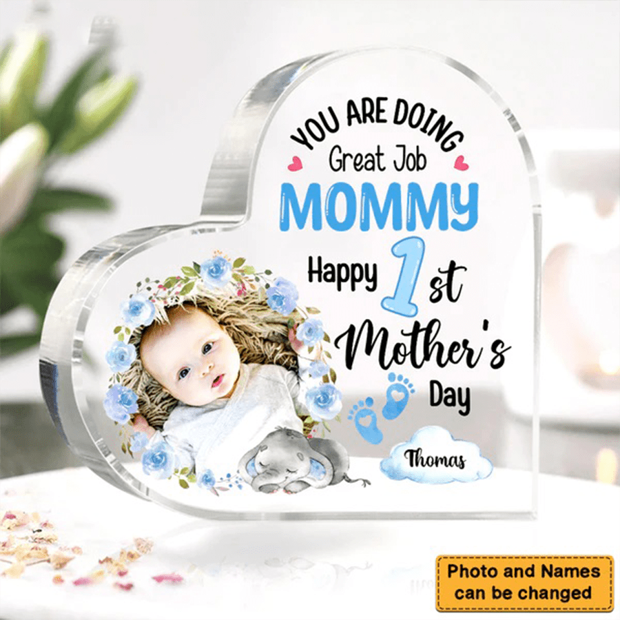 You Are Doing Great Job Mommy Acrylic Plaque, Custom Photo, Gift For Daughter and Son, Happy 1st Mother's Day
