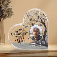 Thumbnail for Sympathy Keepsake, Always With You Blossom Tree Photo Memorial Personalized Heart Plaque - Remembrance Gift