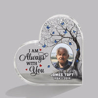 Thumbnail for Sympathy Keepsake, Always With You Blossom Tree Photo Memorial Personalized Heart Plaque - Remembrance Gift