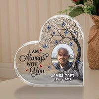 Thumbnail for Sympathy Keepsake, Always With You Blossom Tree Photo Memorial Personalized Heart Plaque - Remembrance Gift