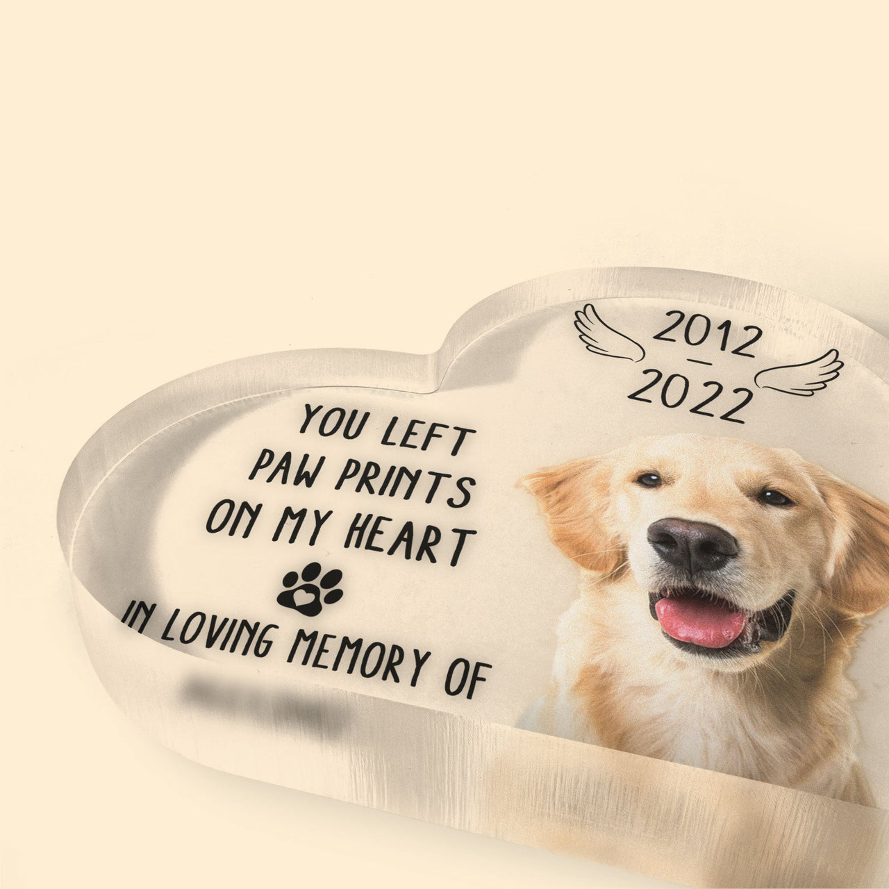 You Left Paw Prints On My Heart - Personalized Memorial Heart Acrylic Plaque, Loving Gift For Pet Loss Owners