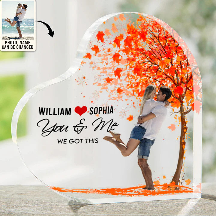 Women's Day, Valentine Gift You & Me We Got This Love - Personalized Heart Shaped Acrylic Plaque - Gift For Couple