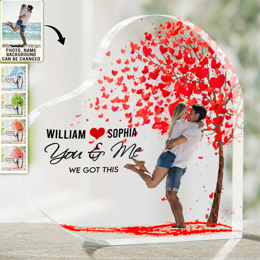 Women's Day, Valentine Gift You & Me We Got This Love - Personalized Heart Shaped Acrylic Plaque - Gift For Couple