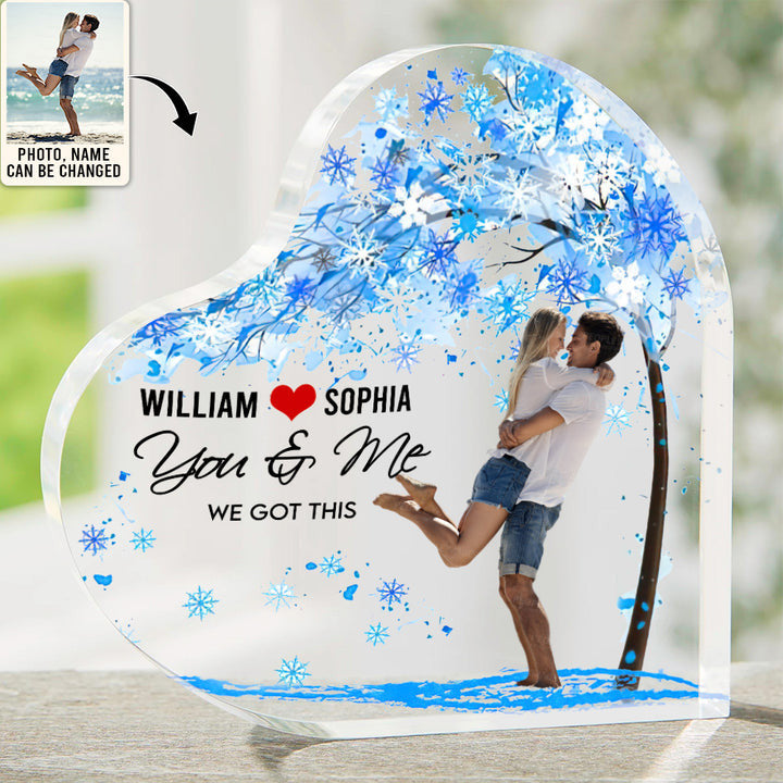 Women's Day, Valentine Gift You & Me We Got This Love - Personalized Heart Shaped Acrylic Plaque - Gift For Couple
