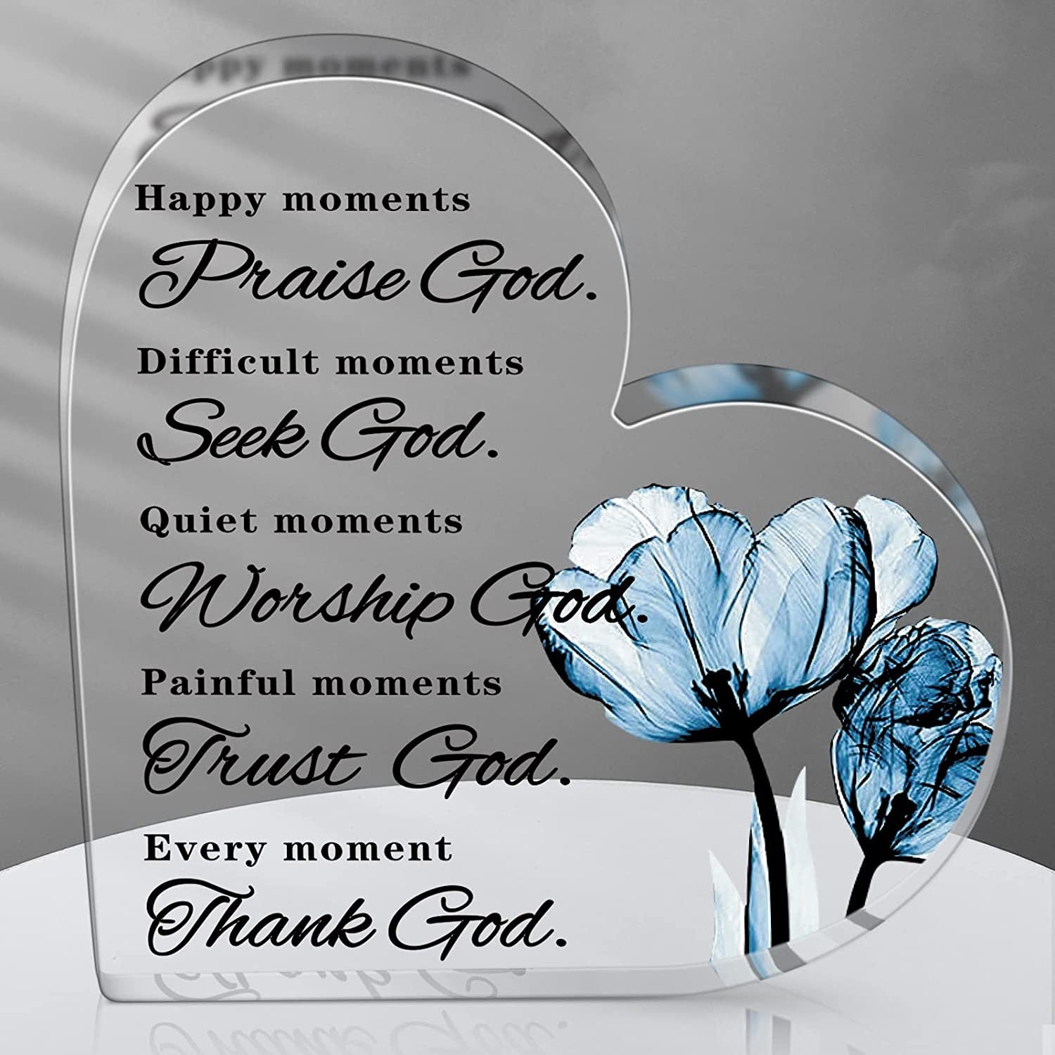 Yulejo Bible Verses Decor Christian -Inspirational Quotes Prayer Room - Heart Acrylic Plaque