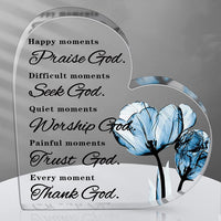 Thumbnail for Yulejo Bible Verses Decor Christian -Inspirational Quotes Prayer Room - Heart Acrylic Plaque