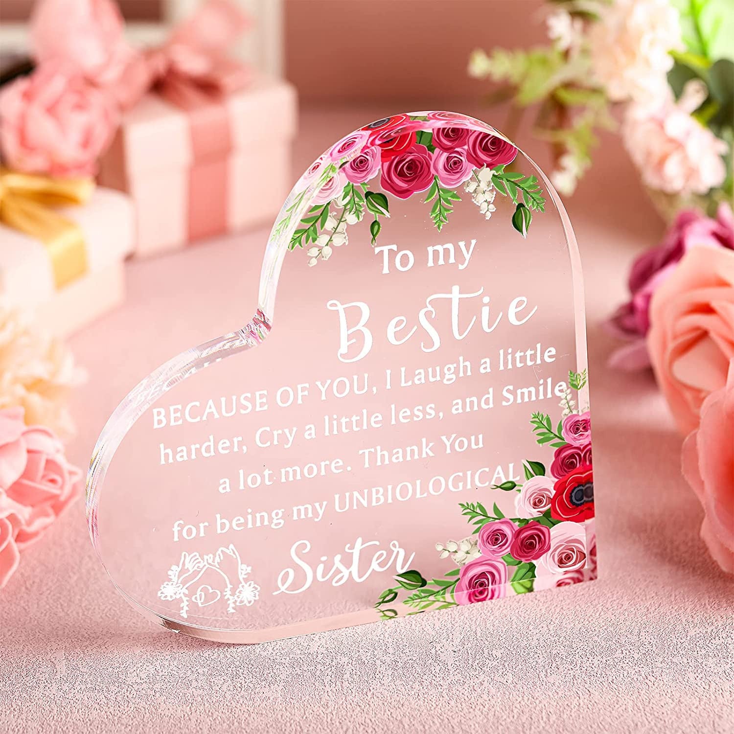 Yulejo Heart Sister - Gift from Sister - Keepsake, Paperweight, a Sister is God's Way of Making Sure We Never Walk Alone