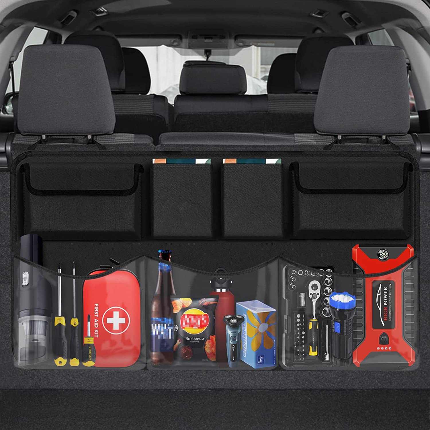 Car Trunk Organizer, Compatible with All Cars, Backseat Hanging Organizer with 7 Large Storage Bag -Trunk Organizer for SUV,Truck,Van -Your Space Saving Expert
