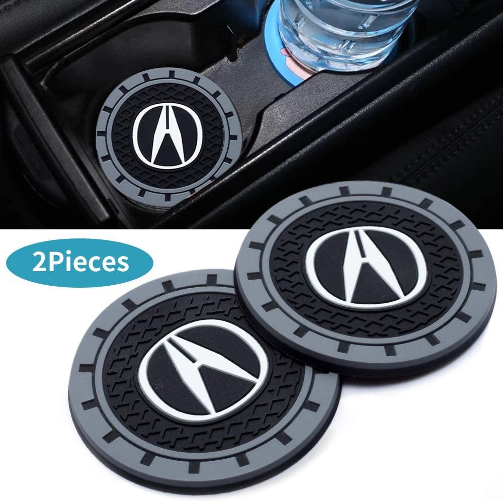 2Pcs Silicone Non-Slip Car Cup Holder Coasters Replacement car Coasters with car Logo Car Interior Accessories (3 Inch)