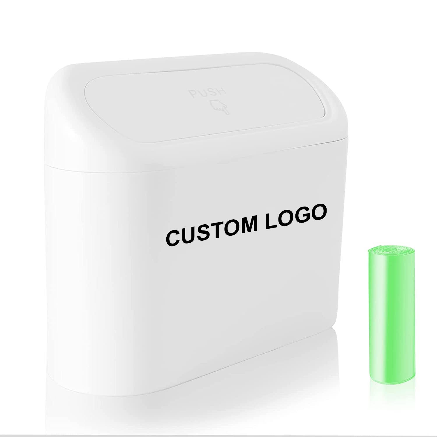 Custom Logo Car Trash Can, Mini Car Accessories with Lid and Trash Bag, Cute Car Organizer Bin, Small Garbage Can for Storage and Organization