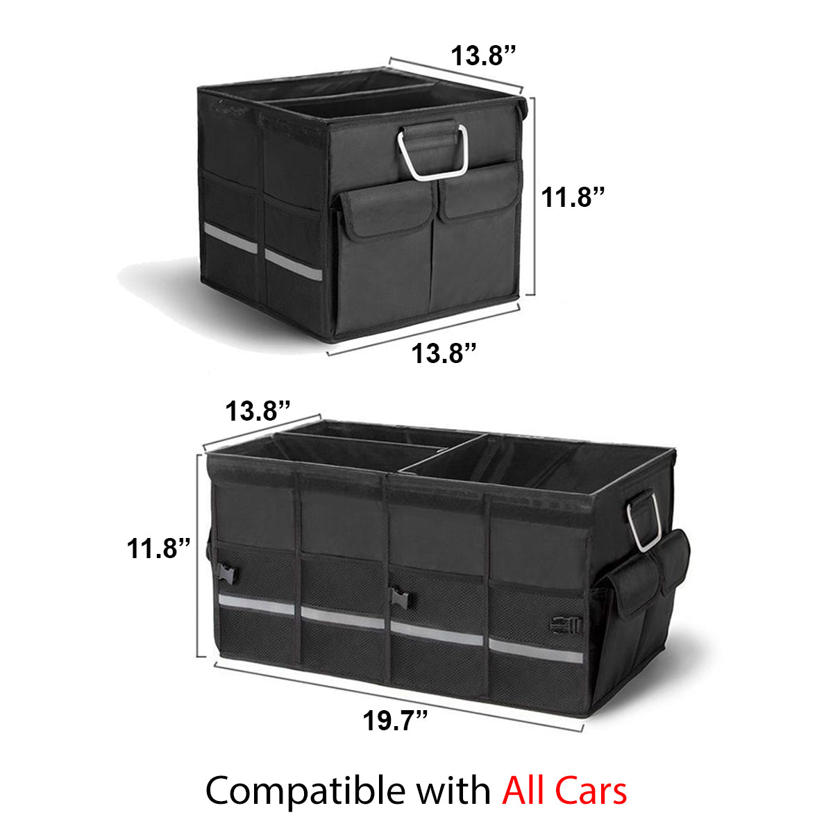 Big Trunk Organizer, Cargo Organizer SUV Trunk Storage Waterproof Collapsible Durable Multi Compartments LR12994