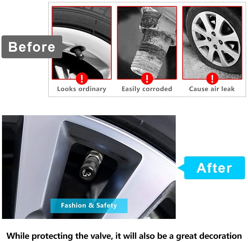 4 Pcs Black Metal Car Wheel Tire Valve Stem Cover Auto Valve Stem Caps Suitable for Car Styling Decoration Accessories
