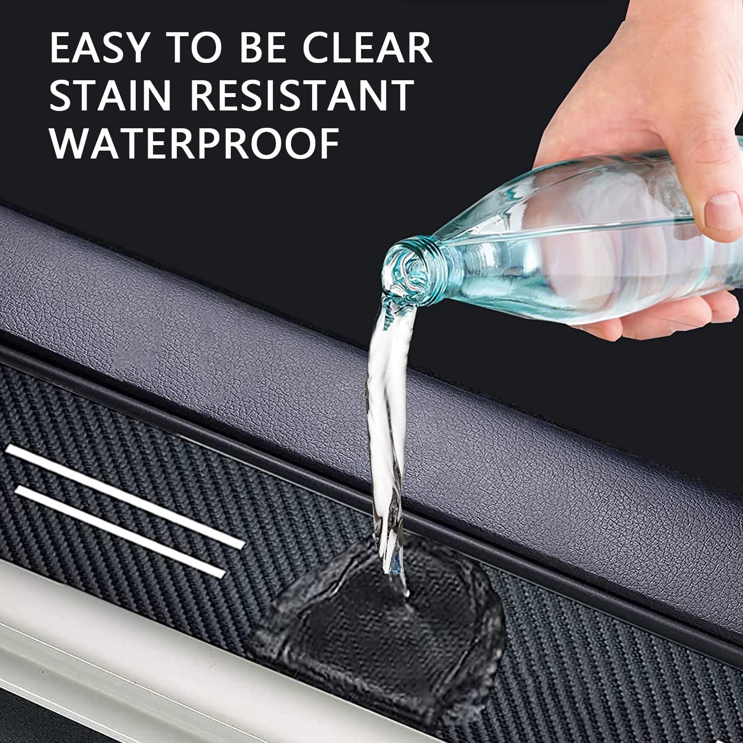 Door Sill Plate Protectors Compatible with Car Accessory, Carbon Fiber Car Door Entry Guards Sill Scuff Cover Panel Step Protector, Welcome Pedal Protector Cover, 4pcs/Set