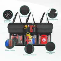 Thumbnail for Back Seat Trunk Organizer, Compatible with All Cars, Hanging Car Organizer Trunk Foldable Cargo Storage with 6 Large Pockets 3 Adjustable Straps