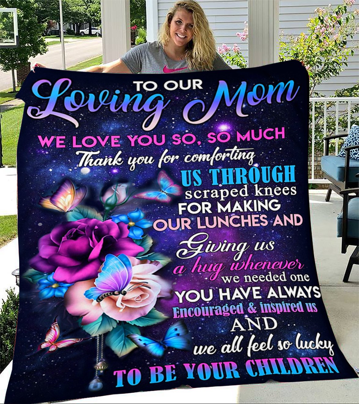 Custom Blanket To Our Loving Mom Blanket - Gift For Mom - Fleece Blanket