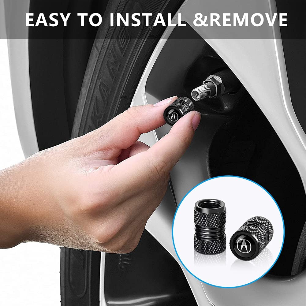 4 Pcs Black Metal Car Wheel Tire Valve Stem Cover-Auto Valve Stem Caps Suitable for Car Styling Decoration Accessories