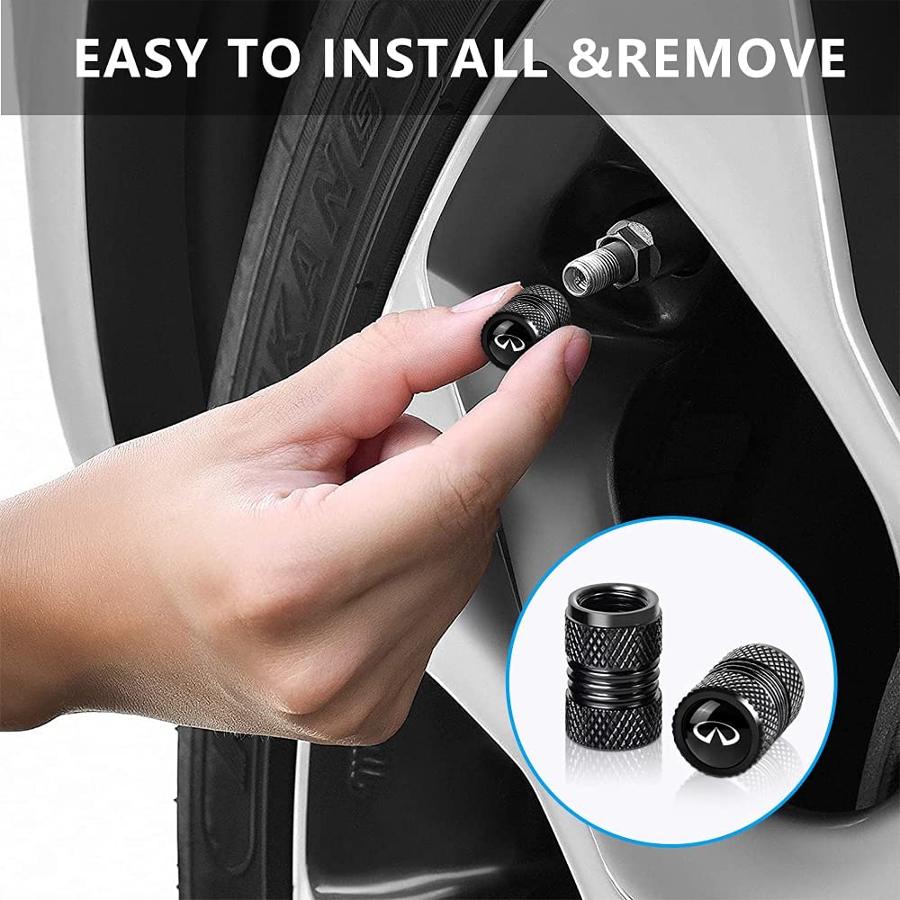 4 Pcs Black Metal Car Wheel Tire Valve Stem Cover Auto Valve Stem Caps Suitable for Car Styling Decoration Accessories