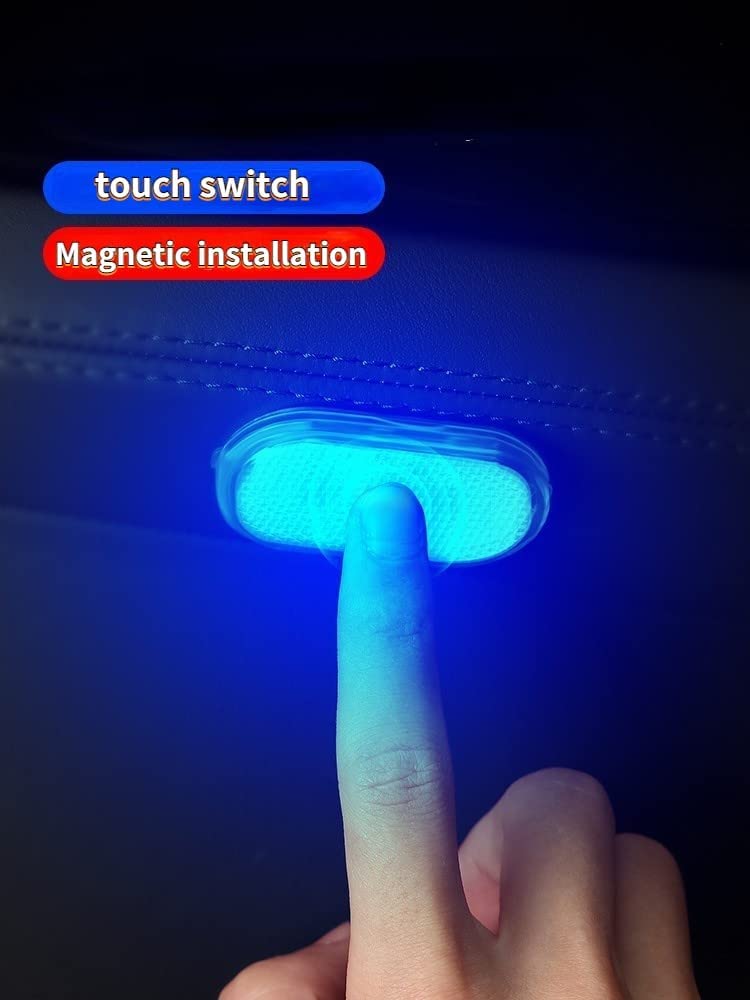 2 Pcs Car LED Lights Interior, 7 Colors LED Interior Car Lights with 6 Bright LED Lamp Beads, Portable Night Reading Light Car Interior Atmosphere, USB Rechargeable Lighting Light (7 Colored Lights)
