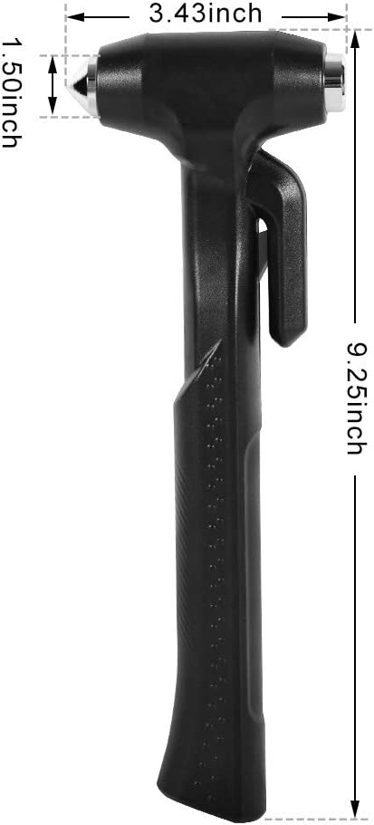 Car Safety Hammer, 3-in-1 Auto Emergency Escape Hammer with Window Breaker and Seat Belt Cutter, Striking Black Emergency Escape Tool for Car Accidents Car Accessories