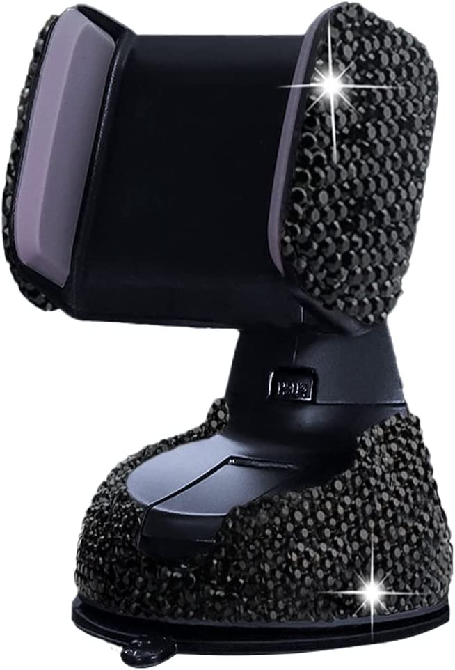 Bling Car Phone Holder, 360°Adjustable Crystal Auto Phone Mount Universal Rhinestone Car Stand Phone Holder Car Accessories for Windshield Dashboard and Air Outlet
