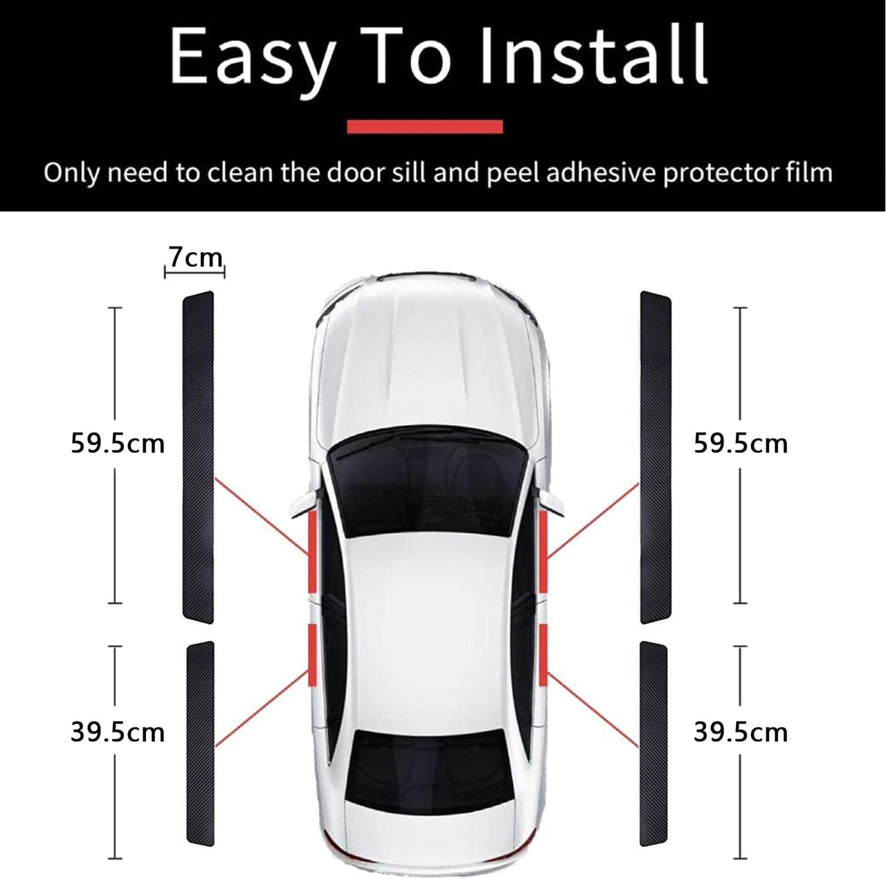 Door Sill Plate Protectors for Car Accessory, Carbon Fiber Car Door Entry Guards Sill Scuff Cover Panel Step Protector, Welcome Pedal Protector Cover, 4pcs/Set