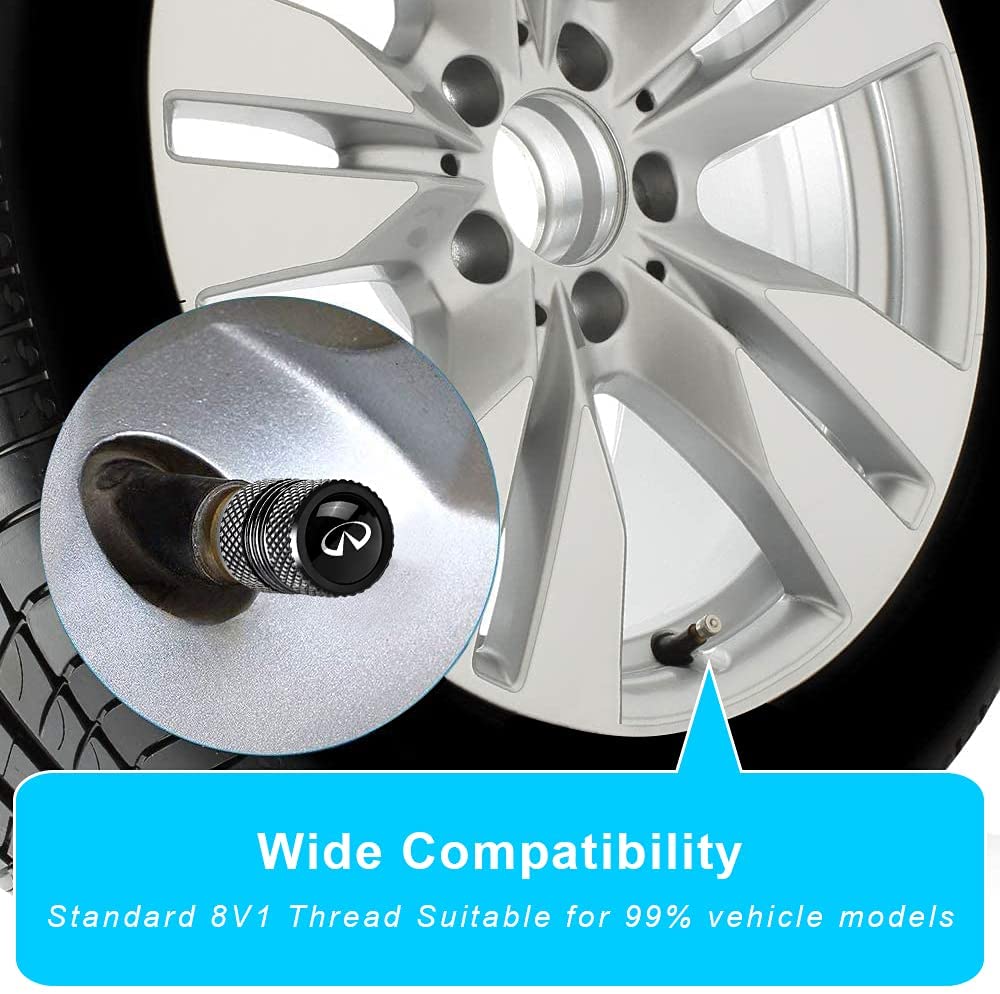 4 Pcs Black Metal Car Wheel Tire Valve Stem Cover Auto Valve Stem Caps Suitable for Car Styling Decoration Accessories