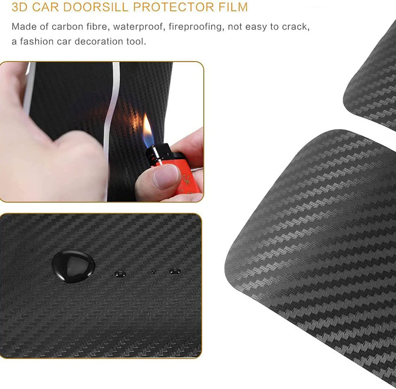 Door Sill Plate Protectors Replacement for Car Accessory, Carbon Fiber Car Door Entry Guards Sill Scuff Cover Panel Step Protector, Welcome Pedal Protector Cover, 4pcs/Set