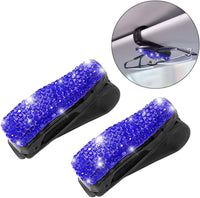 Thumbnail for Bling Car Glasses Holder, 2PCS Handcrafted Crystal Rhinestones Fashion Car Sunglasses Mount with Card Clip for All Sun Visors, Auto Interior Accessories for Women Girl, Universal Fit for All Cars, Car Accessories