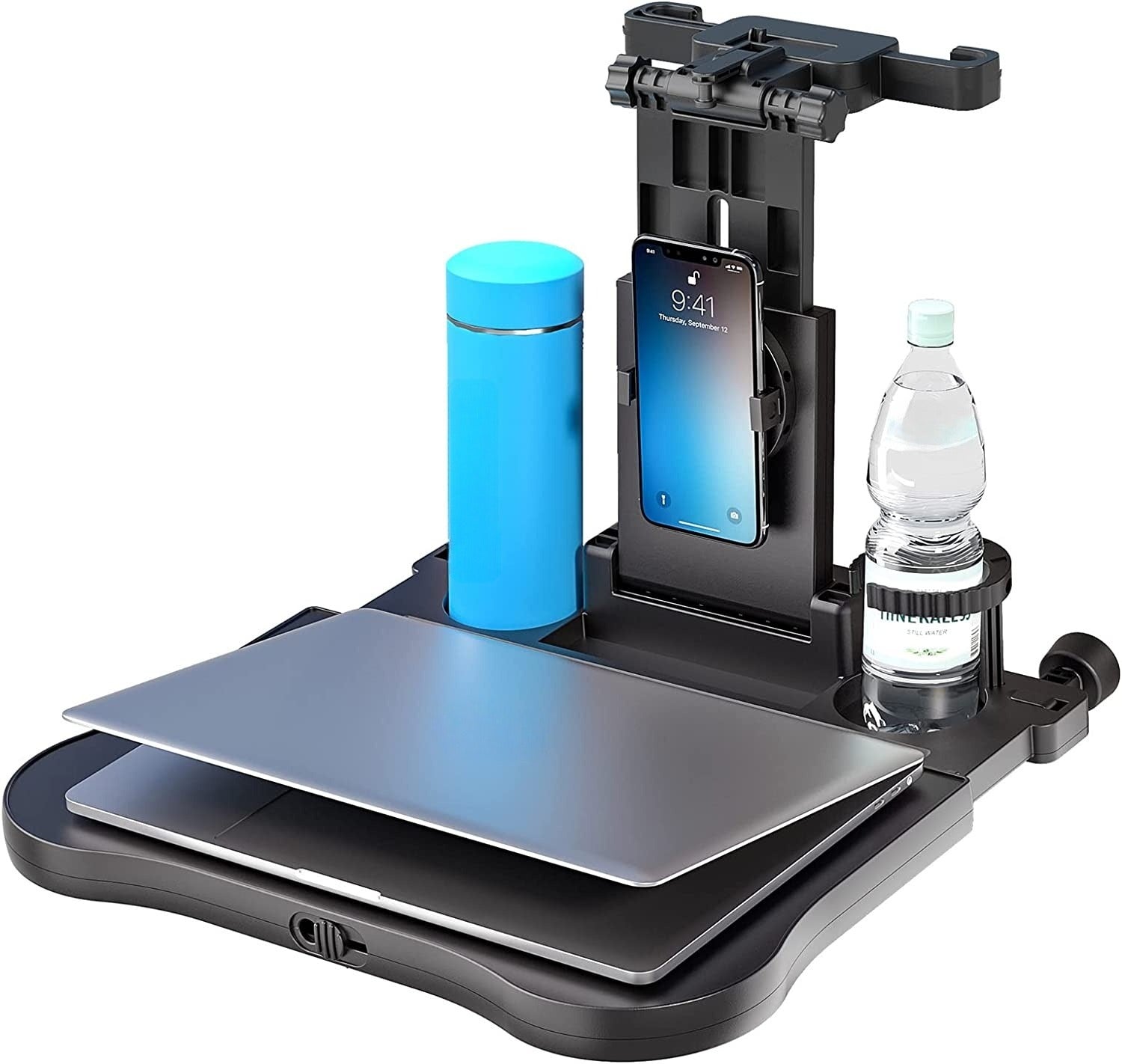 Car Backseat Tray Table, Foldable Tray Seat Back Laptop Desk for Car Travel, Multifunctional Car Back Seat Food Tray, Car Table with Phone Holder, for Working, Writing, Eating, Traveling