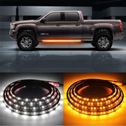 2PCs Truck LED Running Board Lights Sequential Amber Led Side Marker Light 70 Inch Emergency Extended Crew Cab 216 LEDs Waterproof Flexible Turn Signal Light Bar for Pickup Trucks Car SUV (70in)