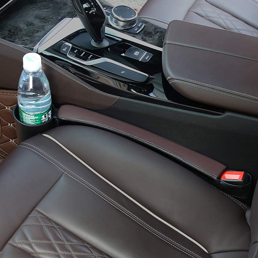 Car Seat Gap Filler Organizer With Cup Holder (2 Pack), Compatible with All Cars, |Multifunctional Car Seat Organizer | Car Organizer Between Seats | Console Pocket for Wallet & Keys | Front Seat Gap Accessories